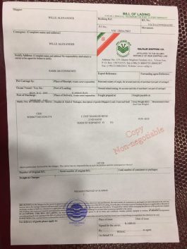 Abfertigung im Hafen Bandar Abbas - Bill of Lading